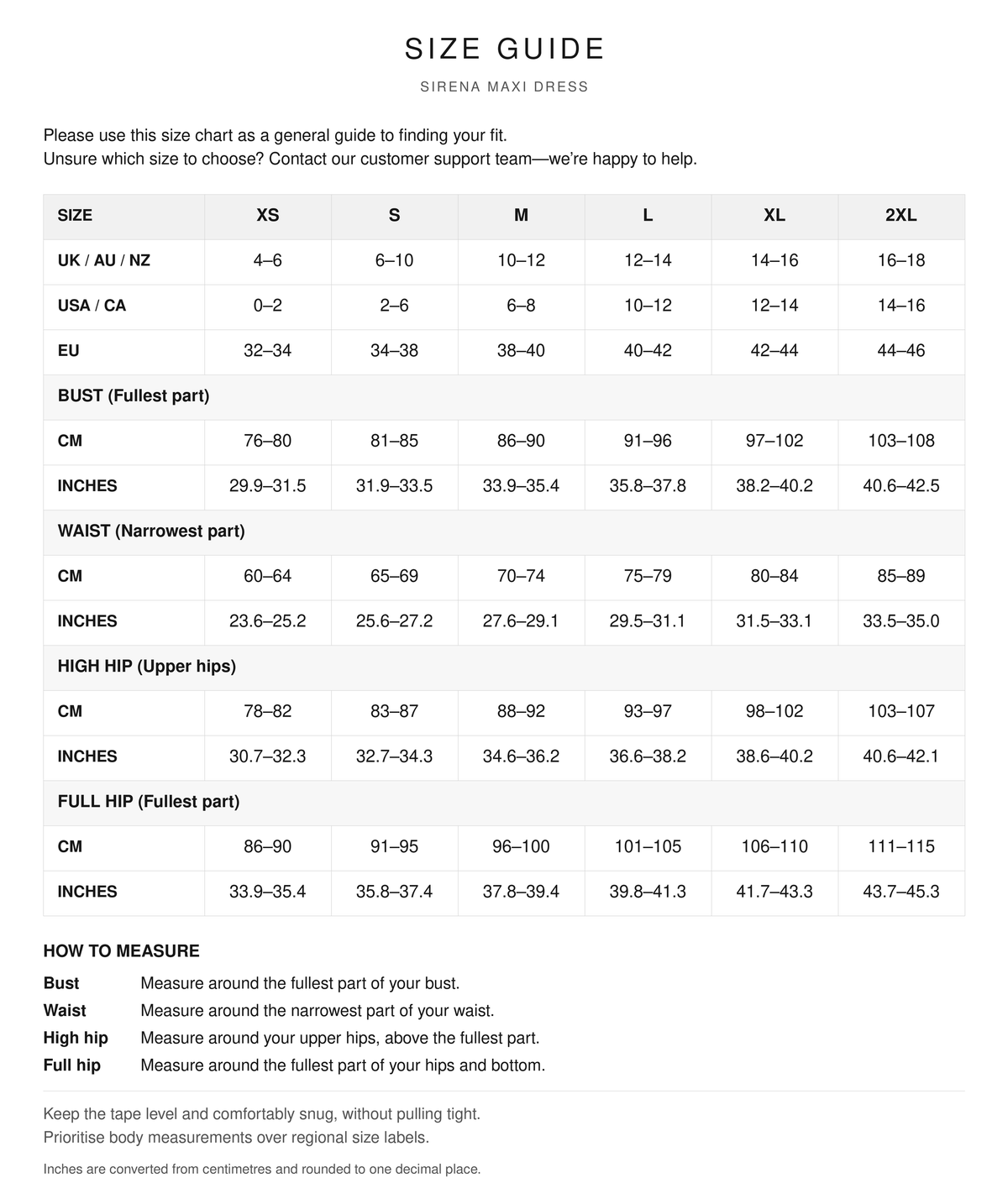 Size Chart
